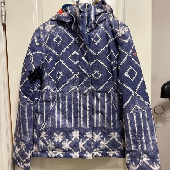 Roxy Women Blue Patterned ski Jacket
